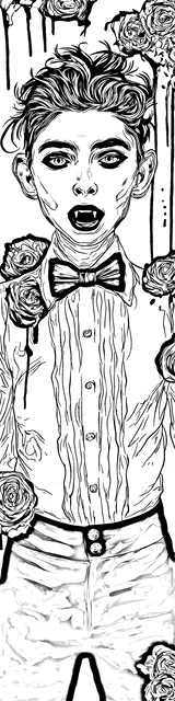 Free colorable bookmarks of a surprised vampire